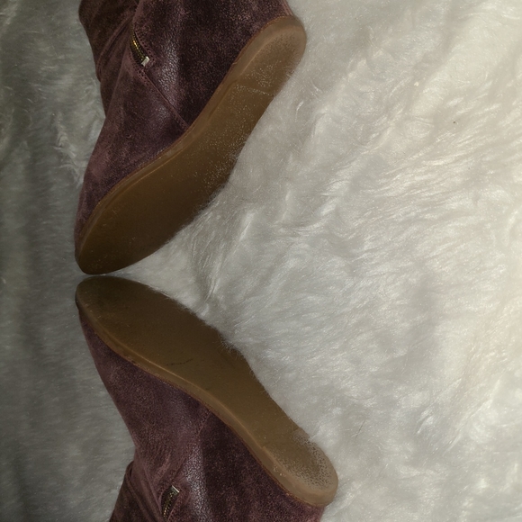 Johnston & Murphy S. 9.5 Distressed Dark Red Leather Wedge Booties - Picture 5 of 7